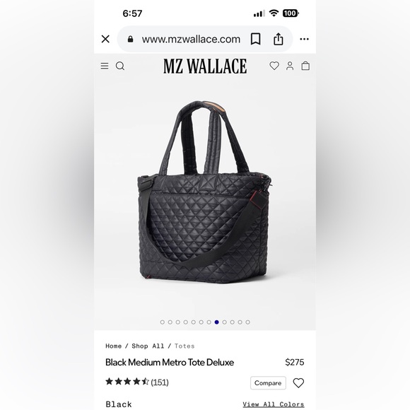 MZ Wallace Quilted Black Tote - Picture 1 of 7